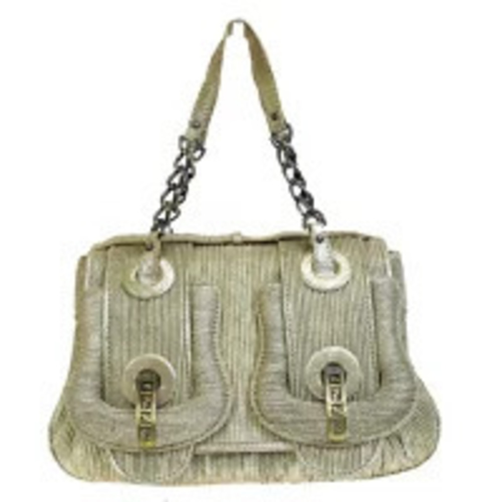 Fendi Chain Shoulder Bag Handbag Gold Leather